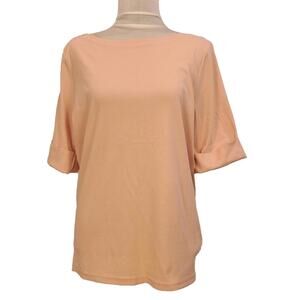 Lauren Ralph Lauren Size XL Blush Pink Short Sleeve Boat Neck Blouse